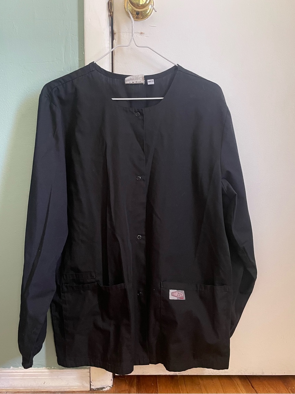 Black Button-Front scrubs top